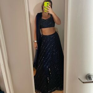 Navy Blue Indian Wedding Lehenga